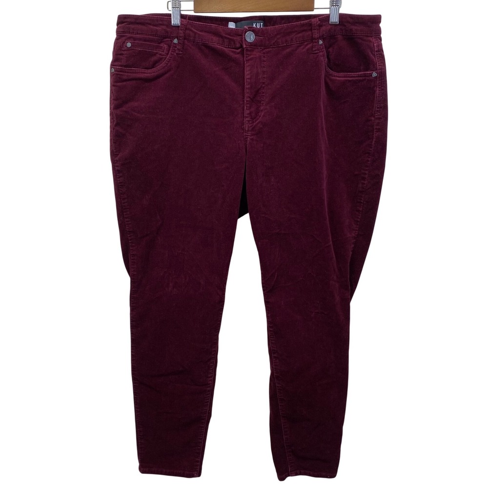 Kut from the Kloth Diana Skinny Pants‎ Womens 20W Burgundy Corduroy High Rise